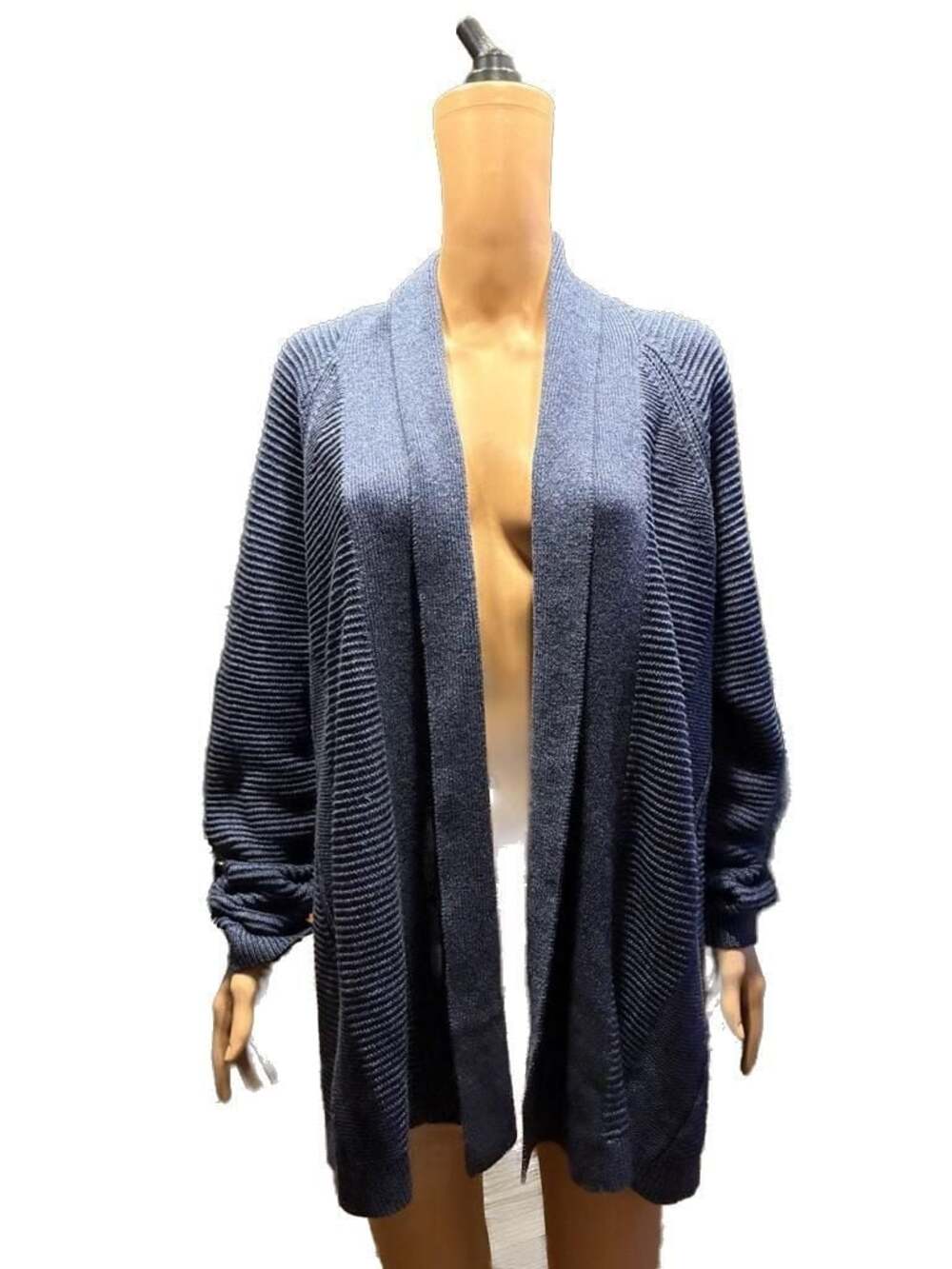 L.L.Bean Signature Cotton Fisherman Rib Long Open Cardigan